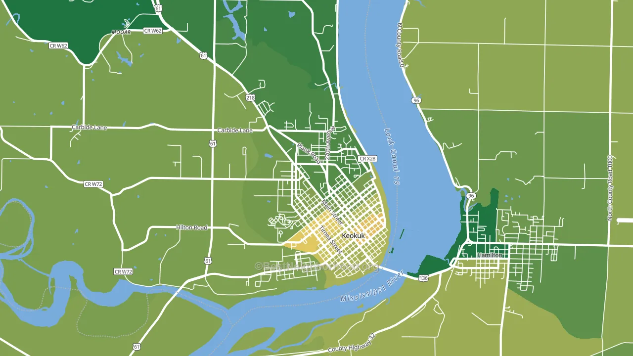 Keokuk, IA block-group voter-turnout map