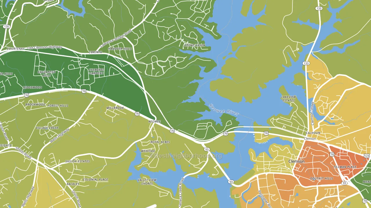Keowee, SC block-group voter-turnout map