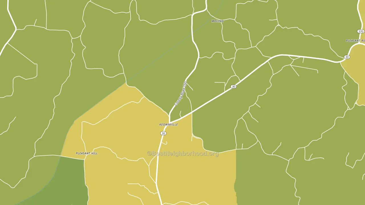 Keownville, MS block-group voter-turnout map