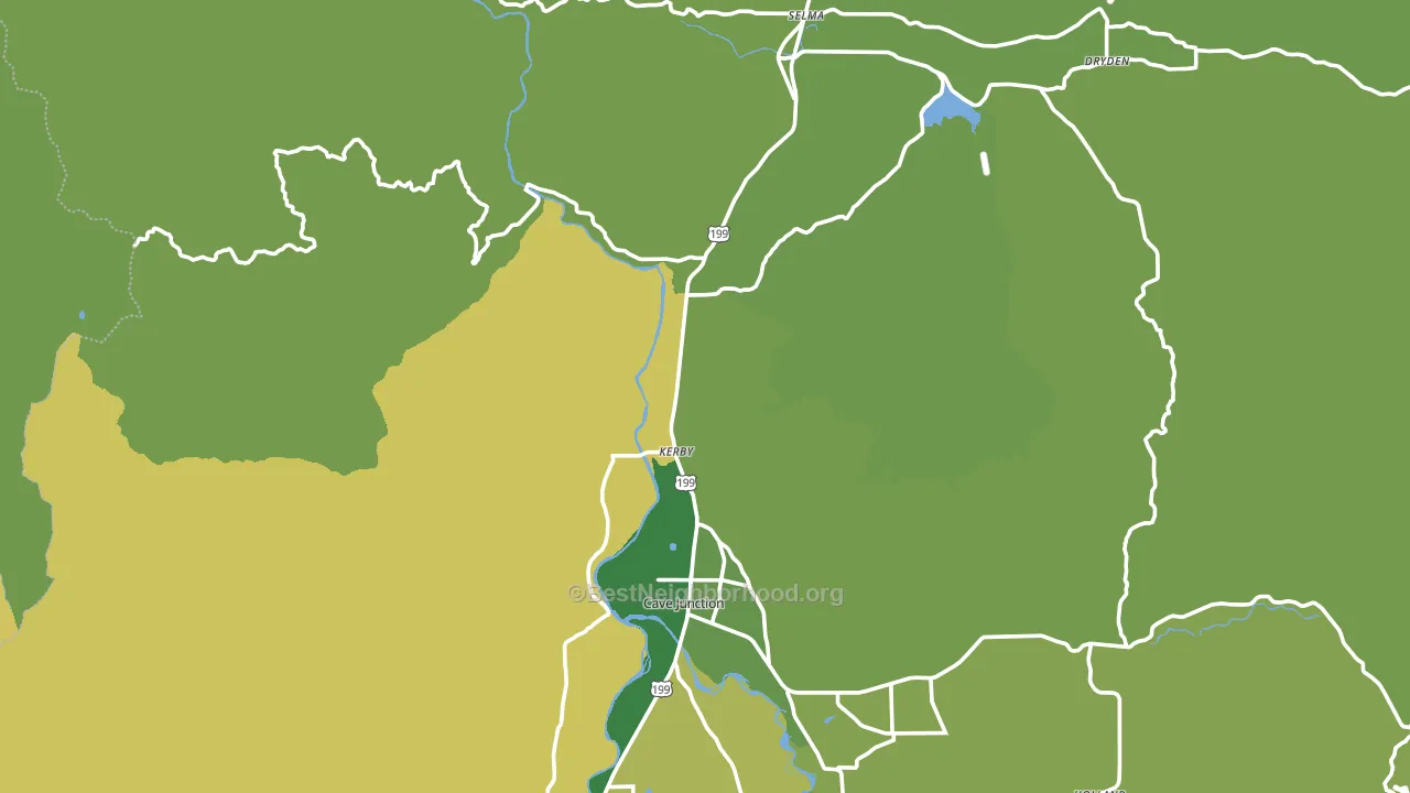 Kerby, OR block-group voter-turnout map