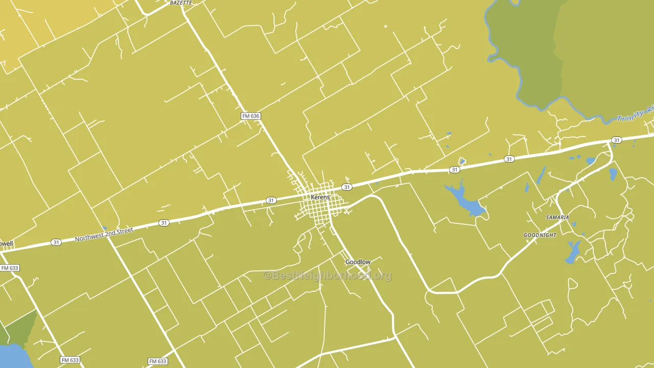 Kerens, TX block-group voter-turnout map