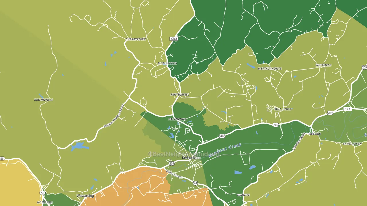 Kerhonkson, NY block-group voter-turnout map