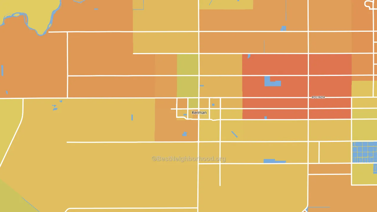 Kerman, CA block-group voter-turnout map