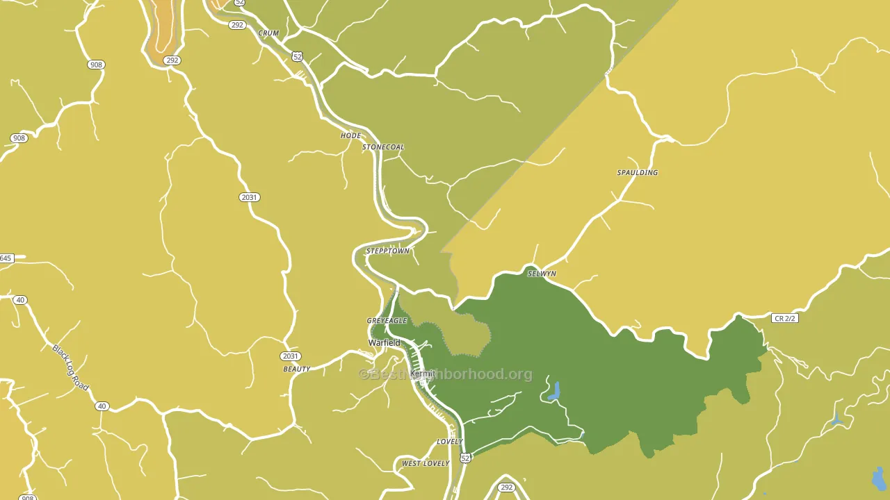 Kermit, WV block-group voter-turnout map