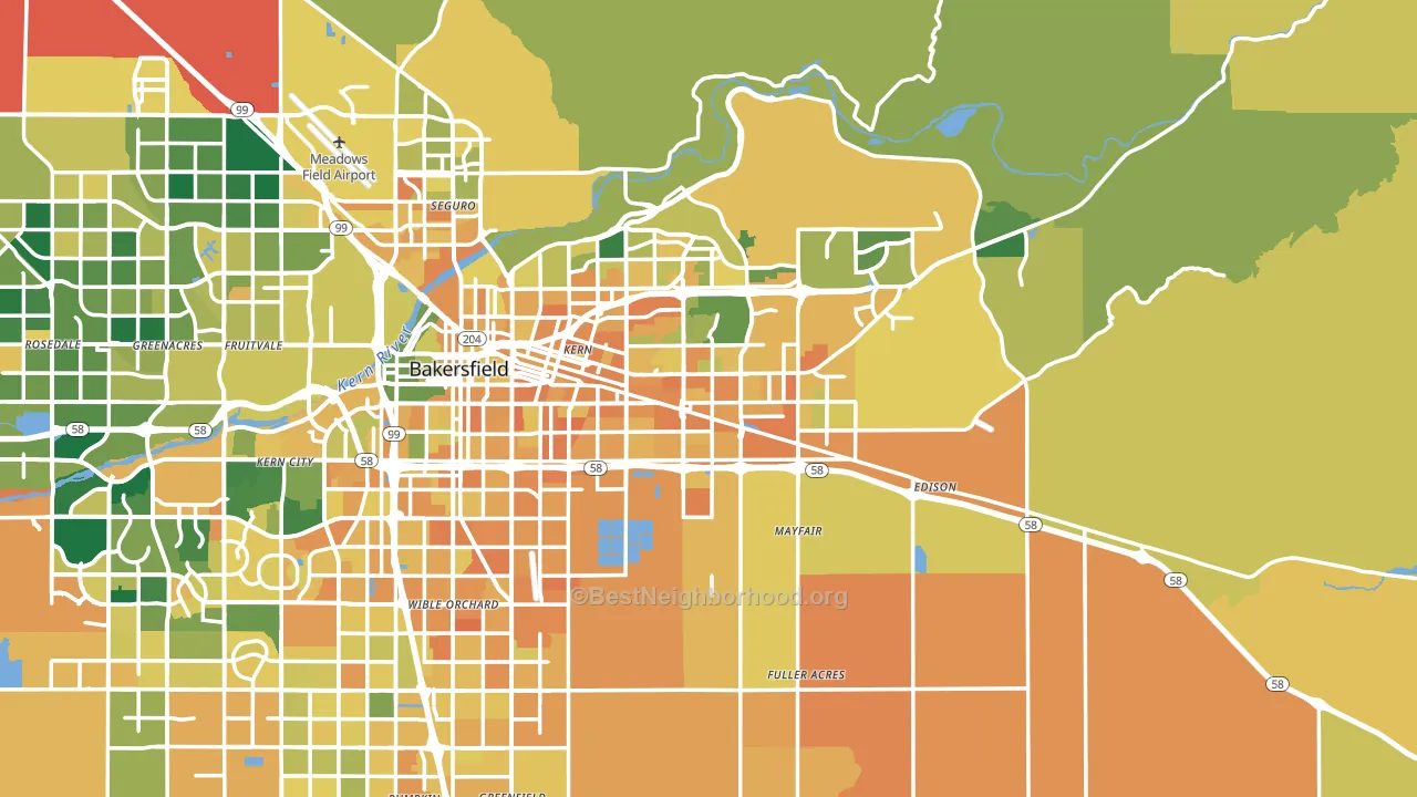 Kern County, CA block-group voter-turnout map