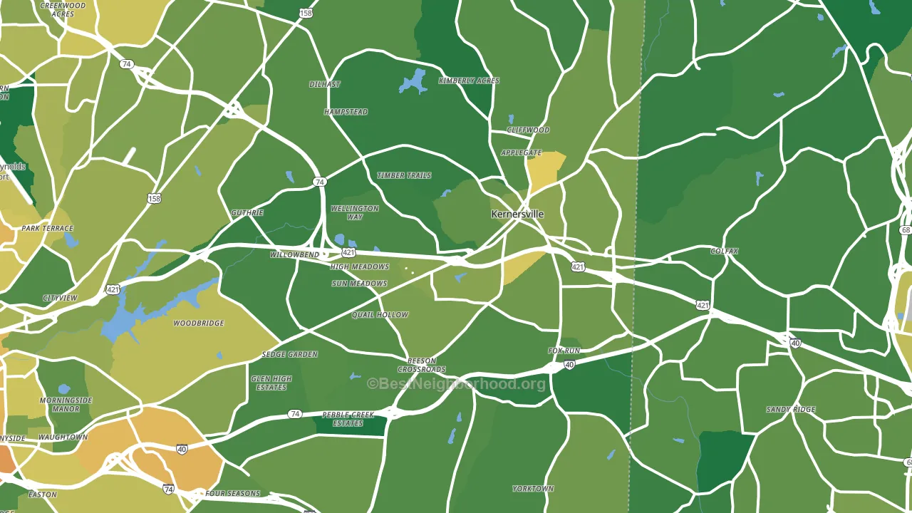 Kernersville, NC block-group voter-turnout map