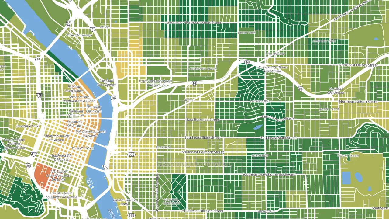 Kerns, Portland, OR block-group voter-turnout map