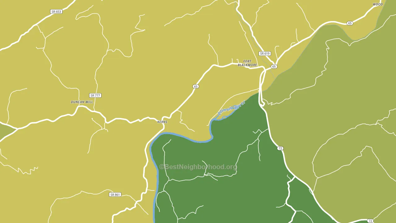 Kerns, VA block-group voter-turnout map