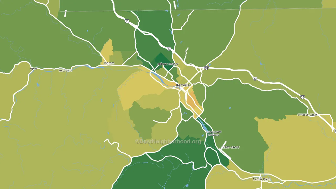 Kerr County, TX block-group voter-turnout map