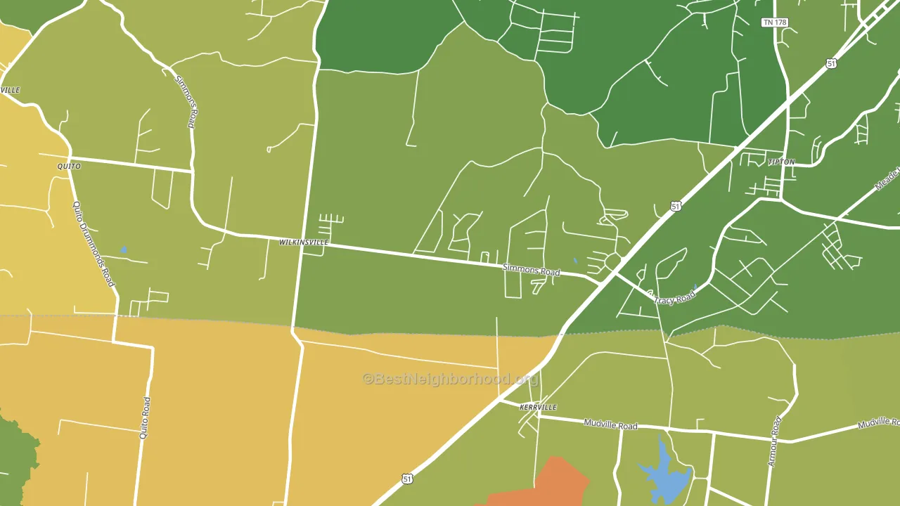 Kerrville, TN block-group voter-turnout map