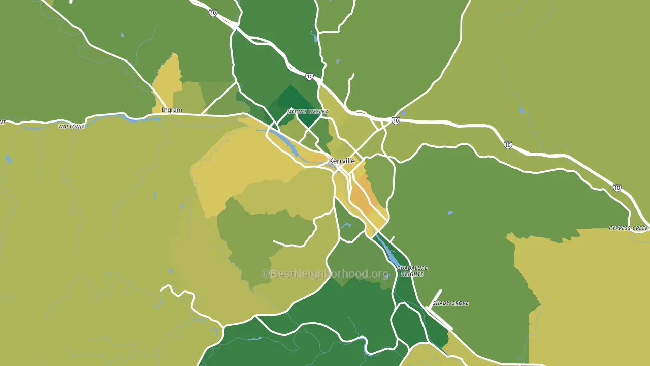 Kerrville, TX block-group voter-turnout map
