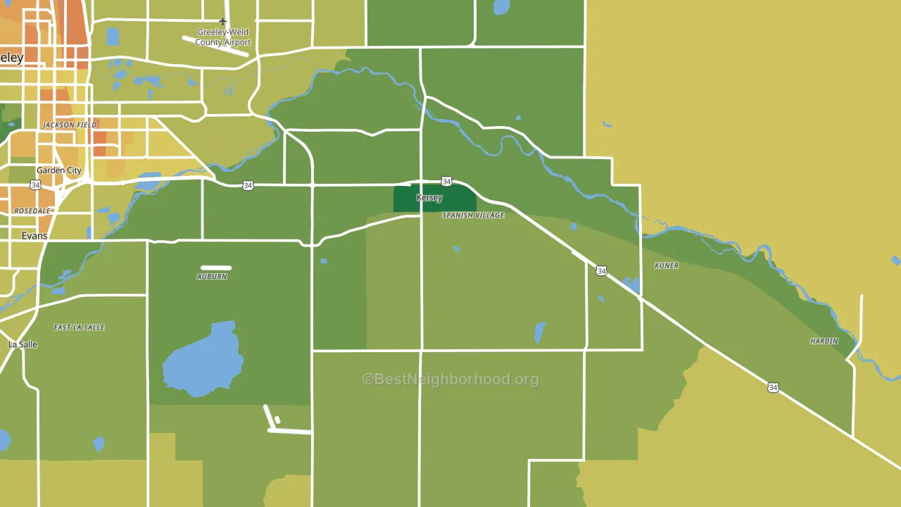 Kersey, CO block-group voter-turnout map
