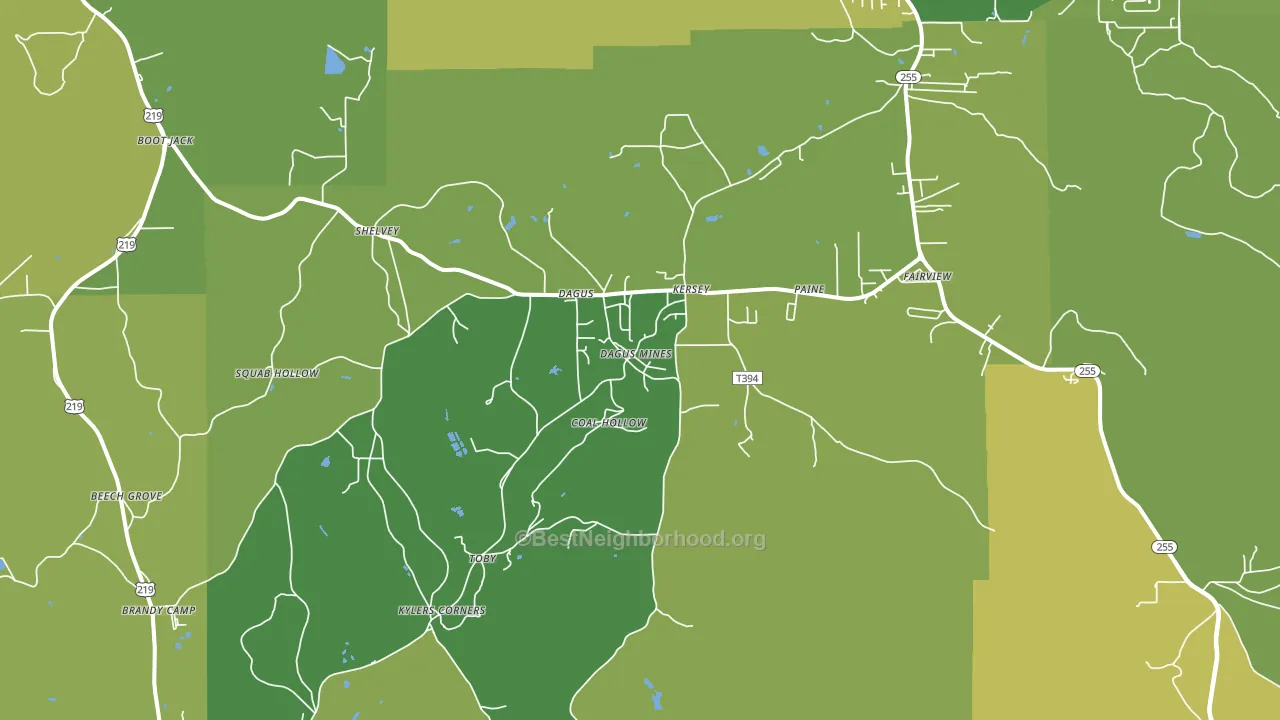 Kersey, PA block-group voter-turnout map