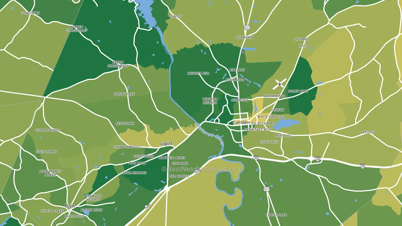 Kershaw County, SC block-group voter-turnout map