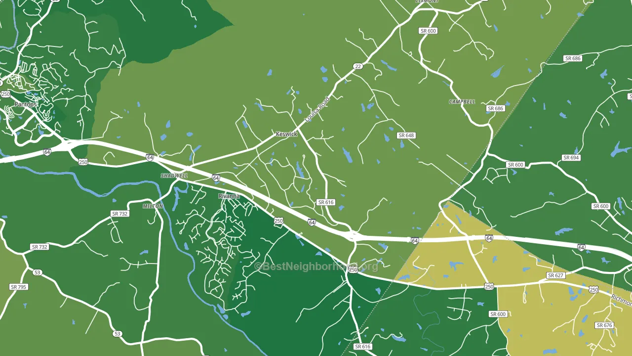 Keswick, VA block-group voter-turnout map