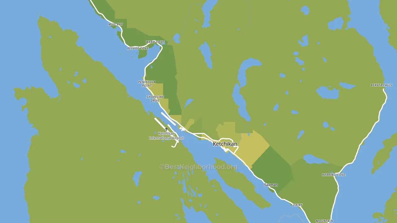 Ketchikan, AK block-group voter-turnout map