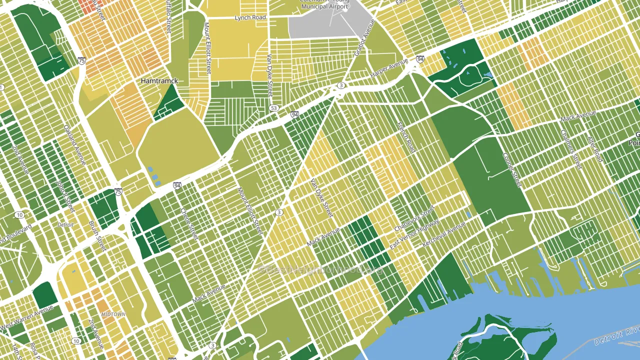 Kettering-Butzel, Detroit, MI block-group voter-turnout map