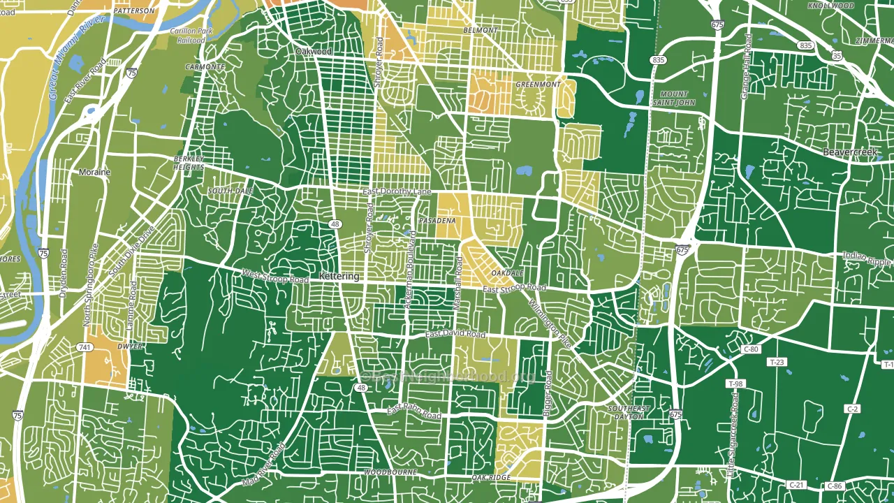 Kettering, OH block-group voter-turnout map