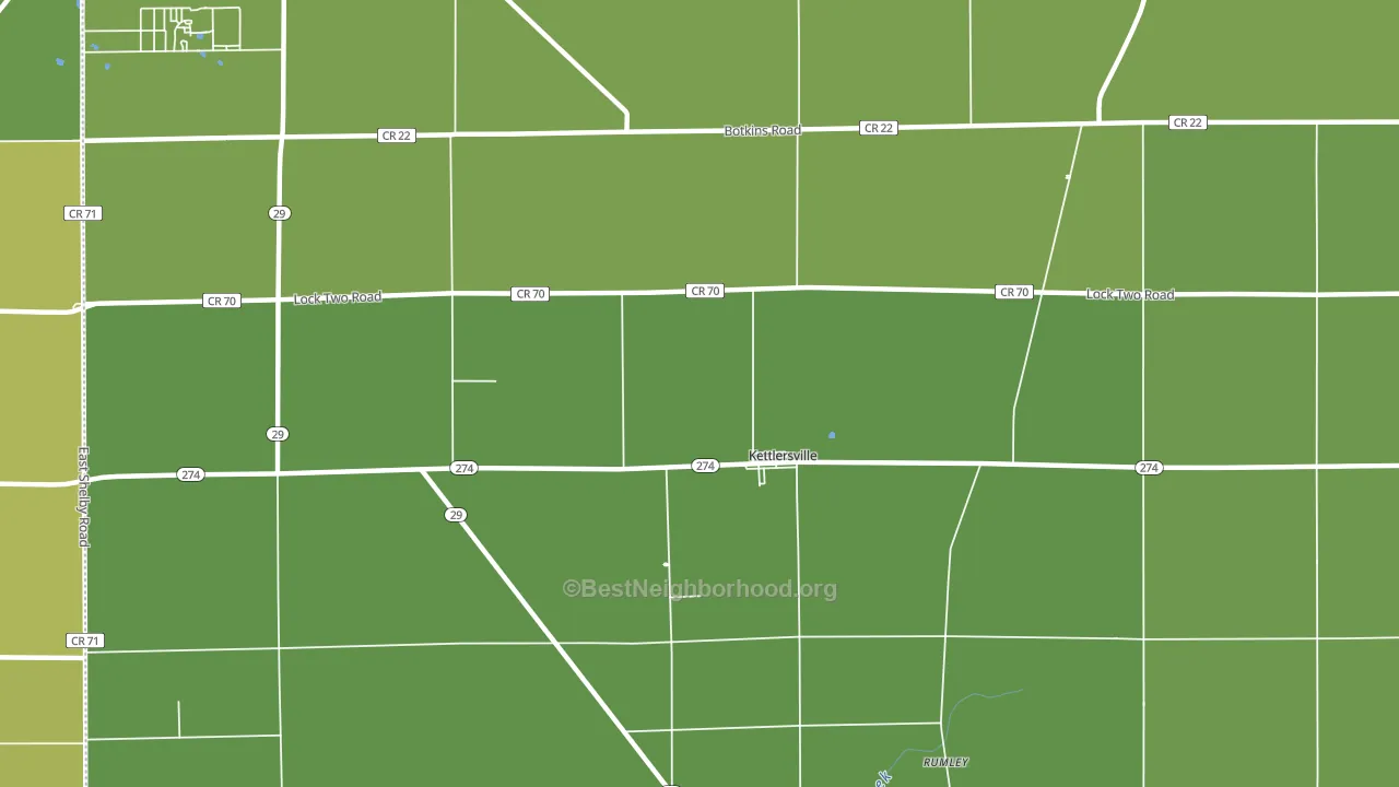 Kettlersville, OH block-group voter-turnout map