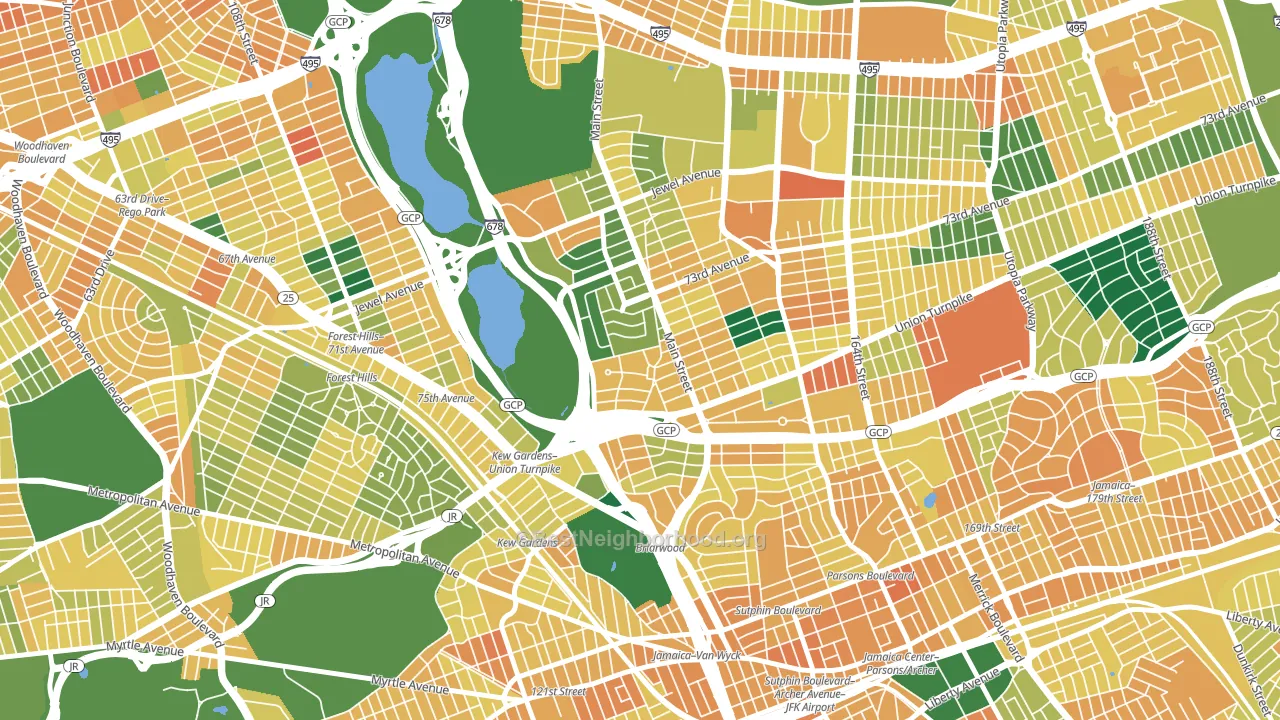 Kew Ggardens, Queens, NY block-group voter-turnout map