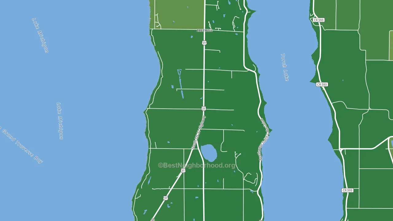 Kewadin, MI block-group voter-turnout map