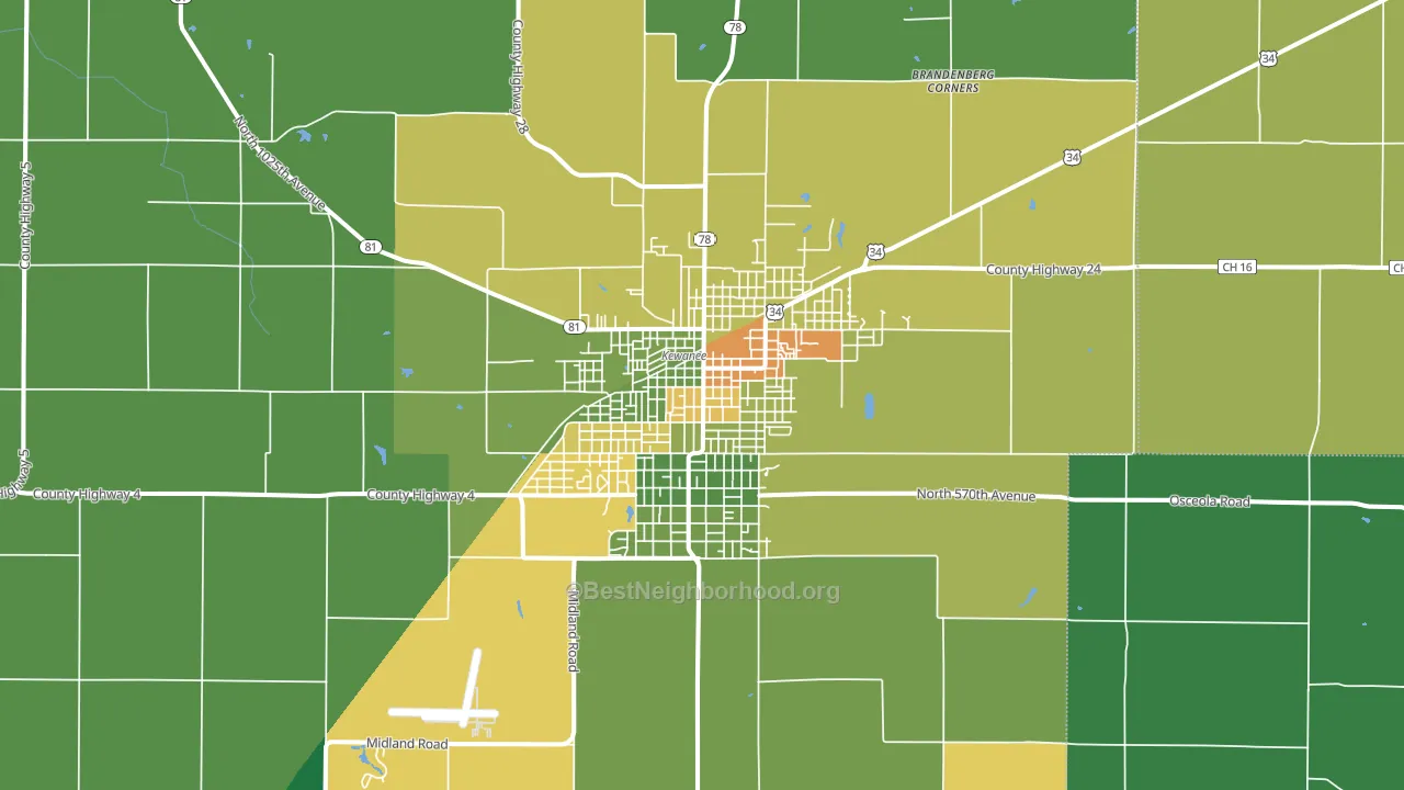 Kewanee, IL block-group voter-turnout map