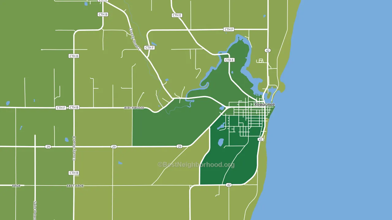 Kewaunee, WI block-group voter-turnout map
