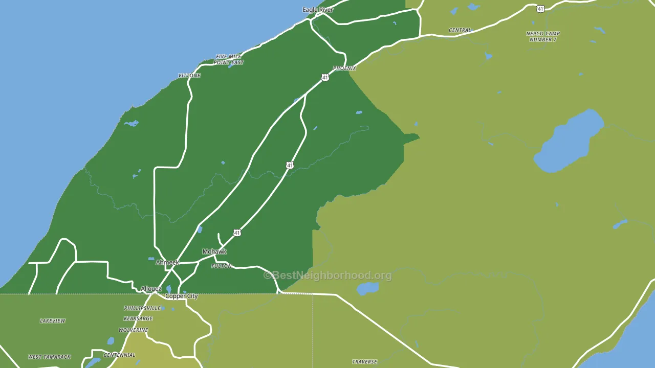 Keweenaw County, MI block-group voter-turnout map