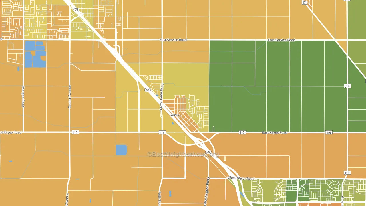 Keyes, CA block-group voter-turnout map