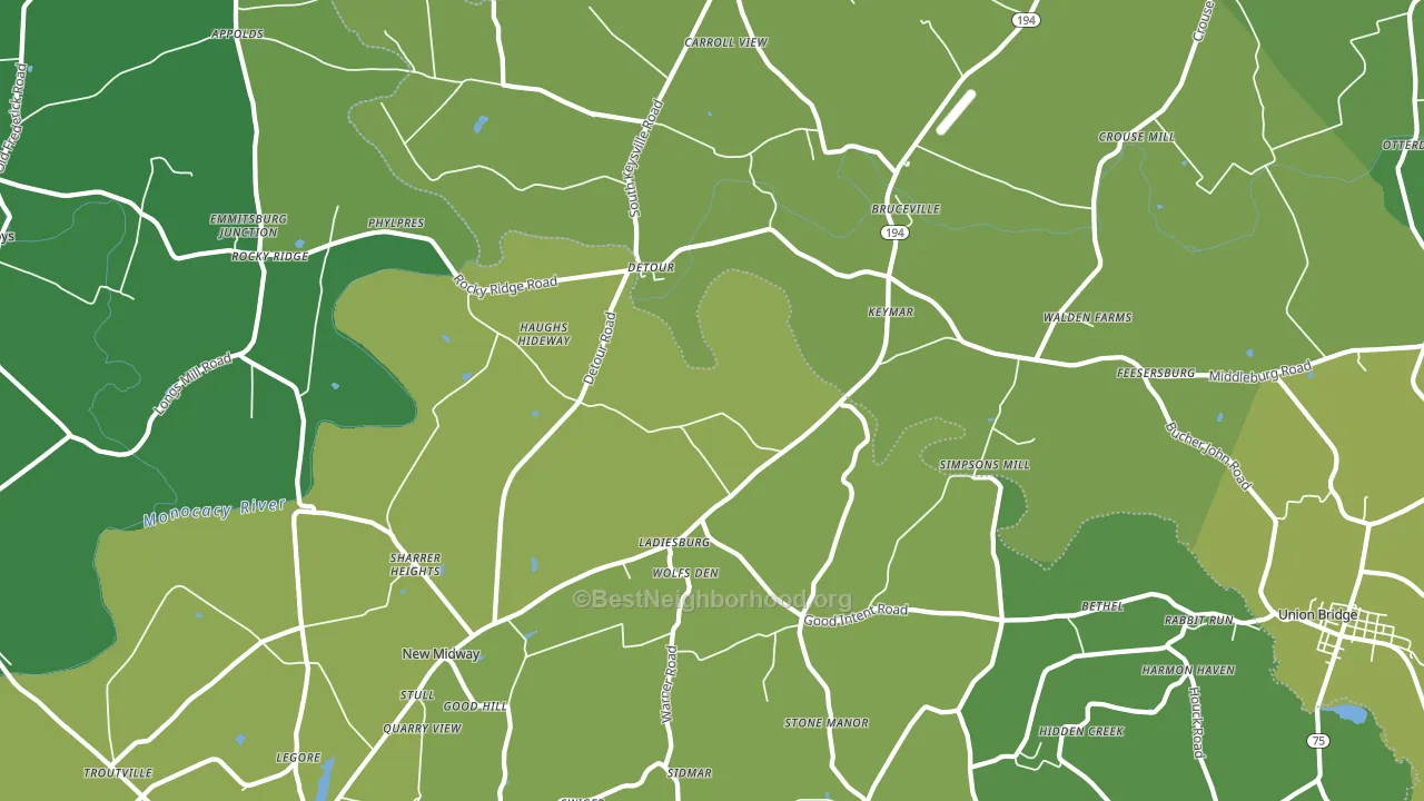 Keymar, MD block-group voter-turnout map