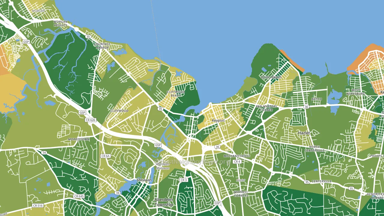 Keyport, NJ block-group voter-turnout map