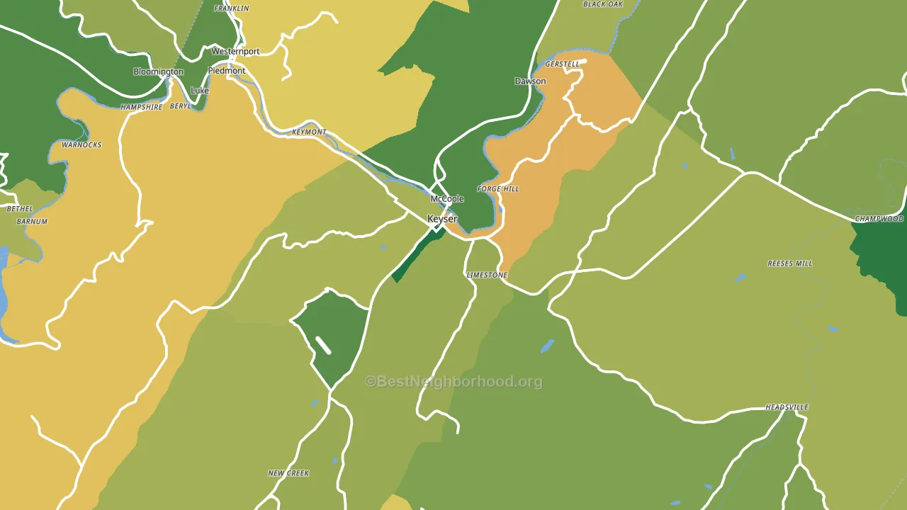Keyser, WV block-group voter-turnout map
