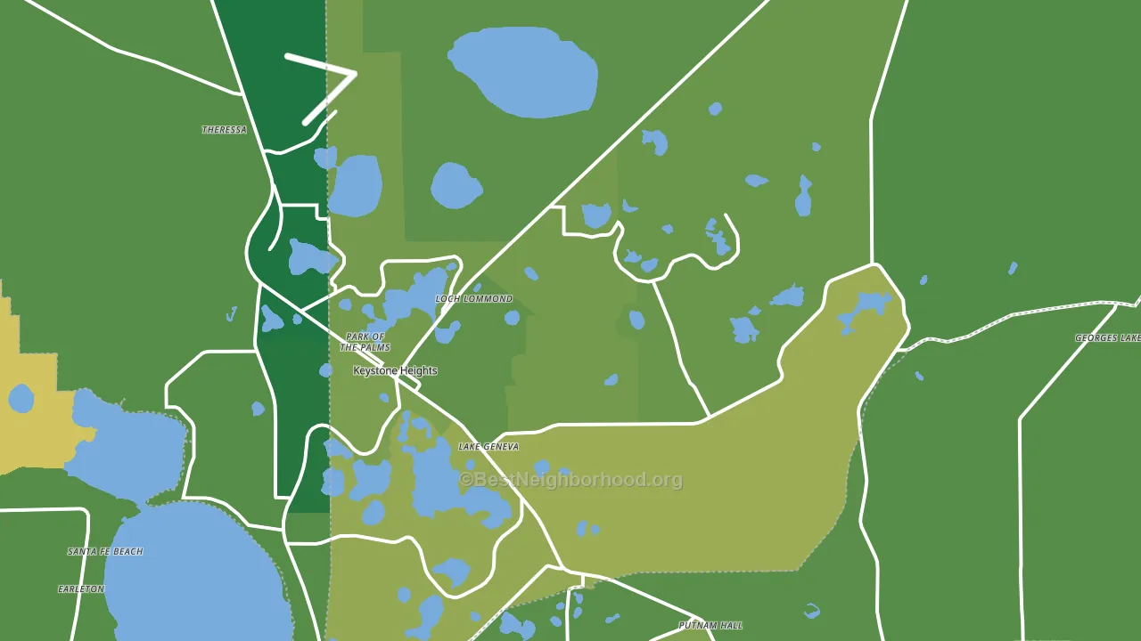 Keystone Heights, FL block-group voter-turnout map