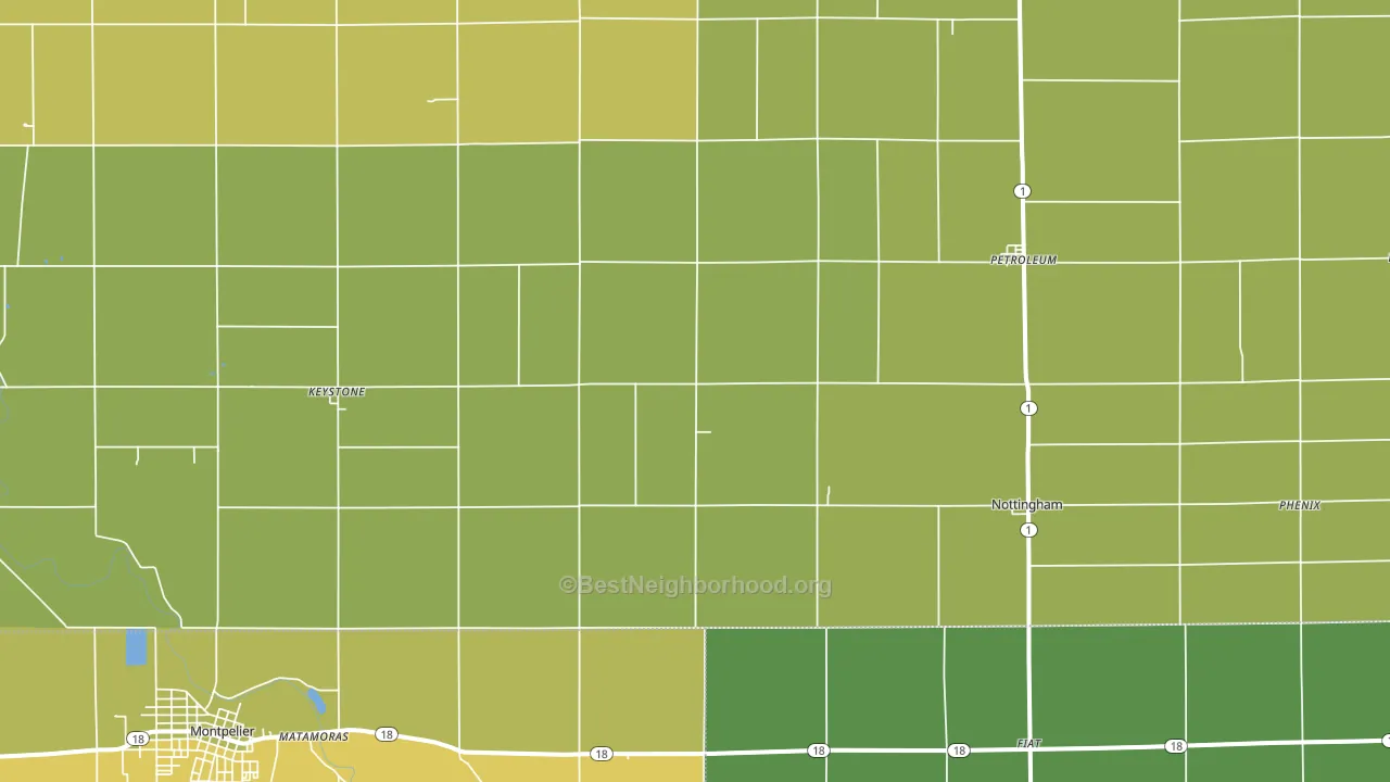 Keystone, IN block-group voter-turnout map