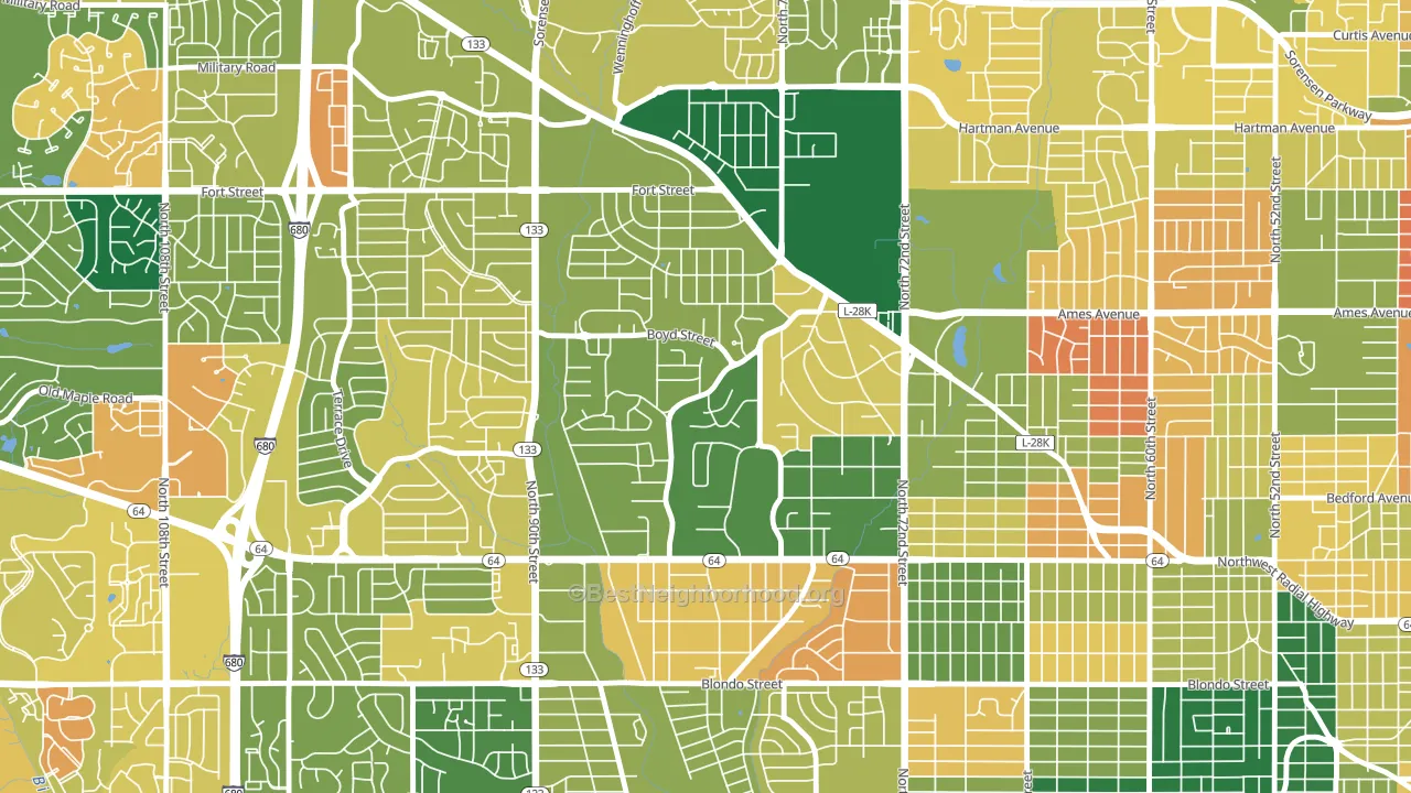 Keystone, Omaha, NE block-group voter-turnout map