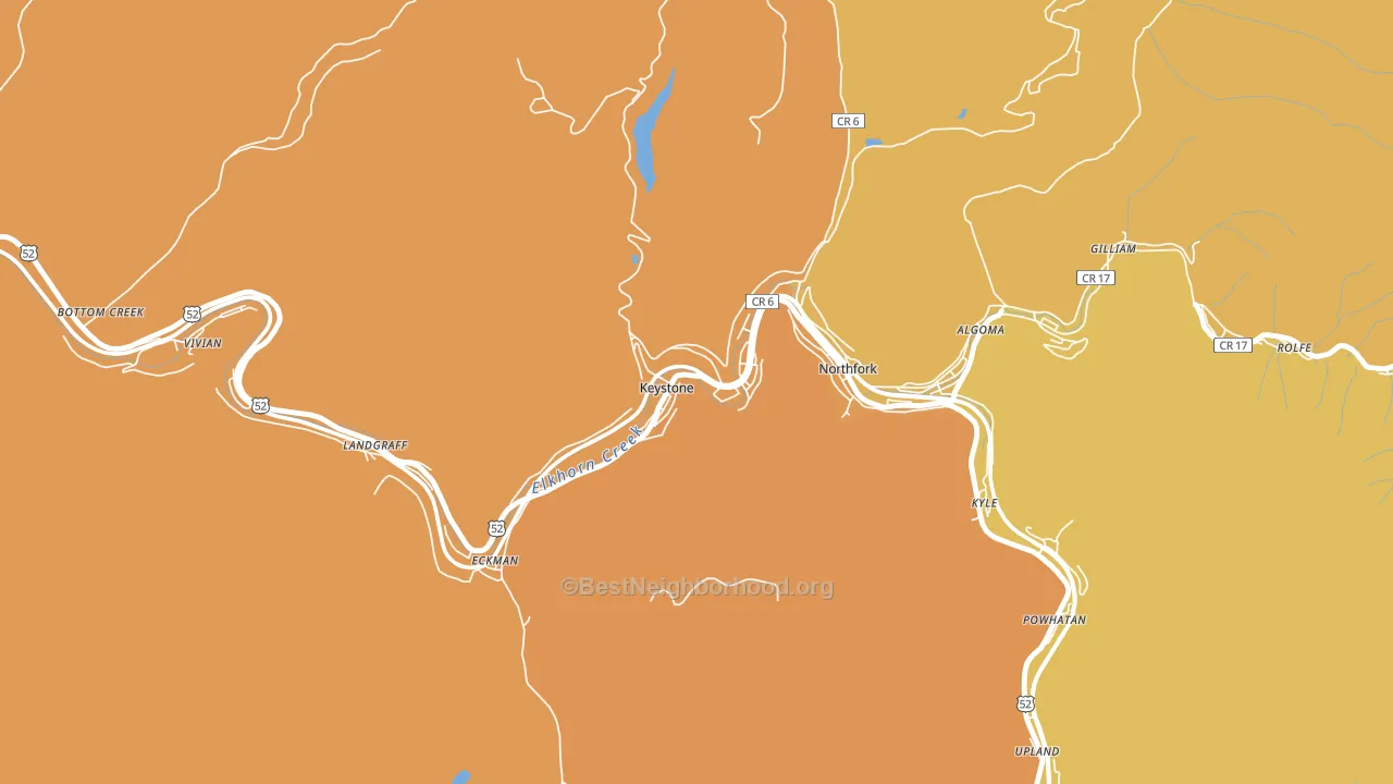 Keystone, WV block-group voter-turnout map