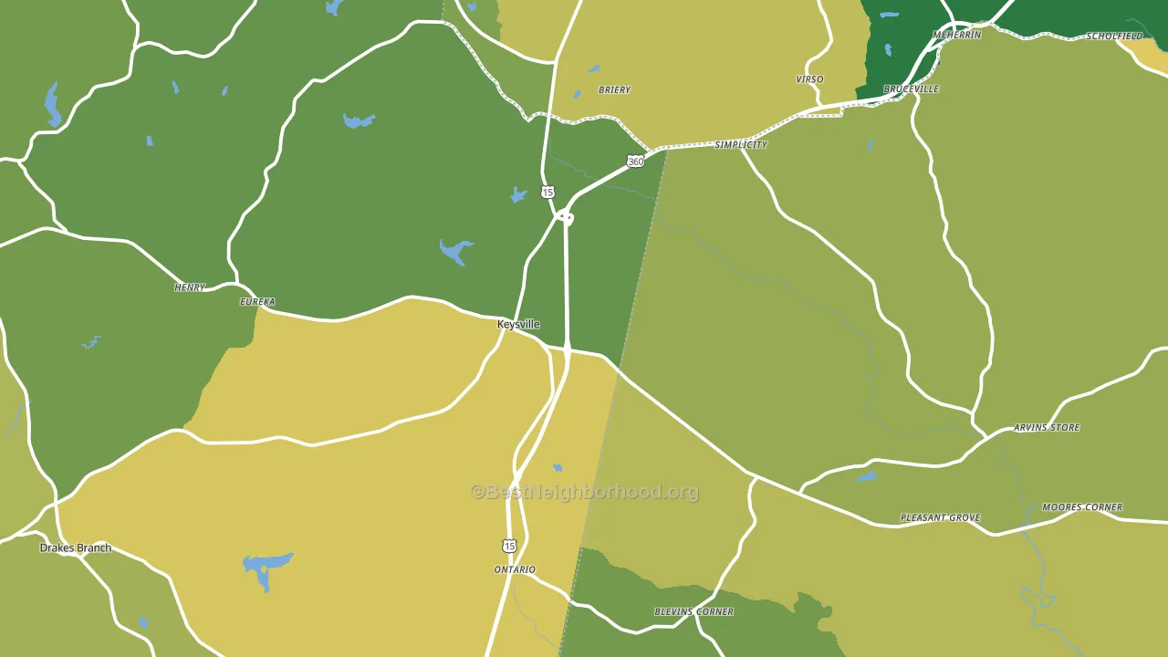 Keysville, VA block-group voter-turnout map