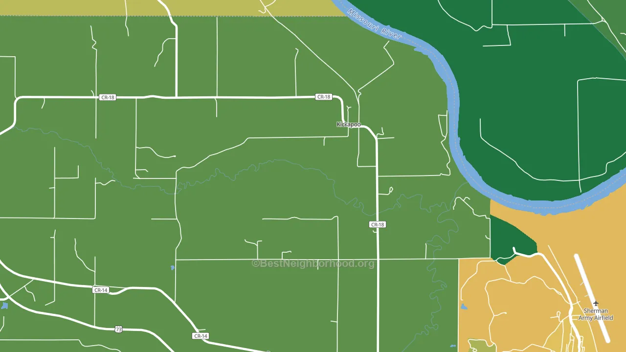 Kickapoo, KS block-group voter-turnout map