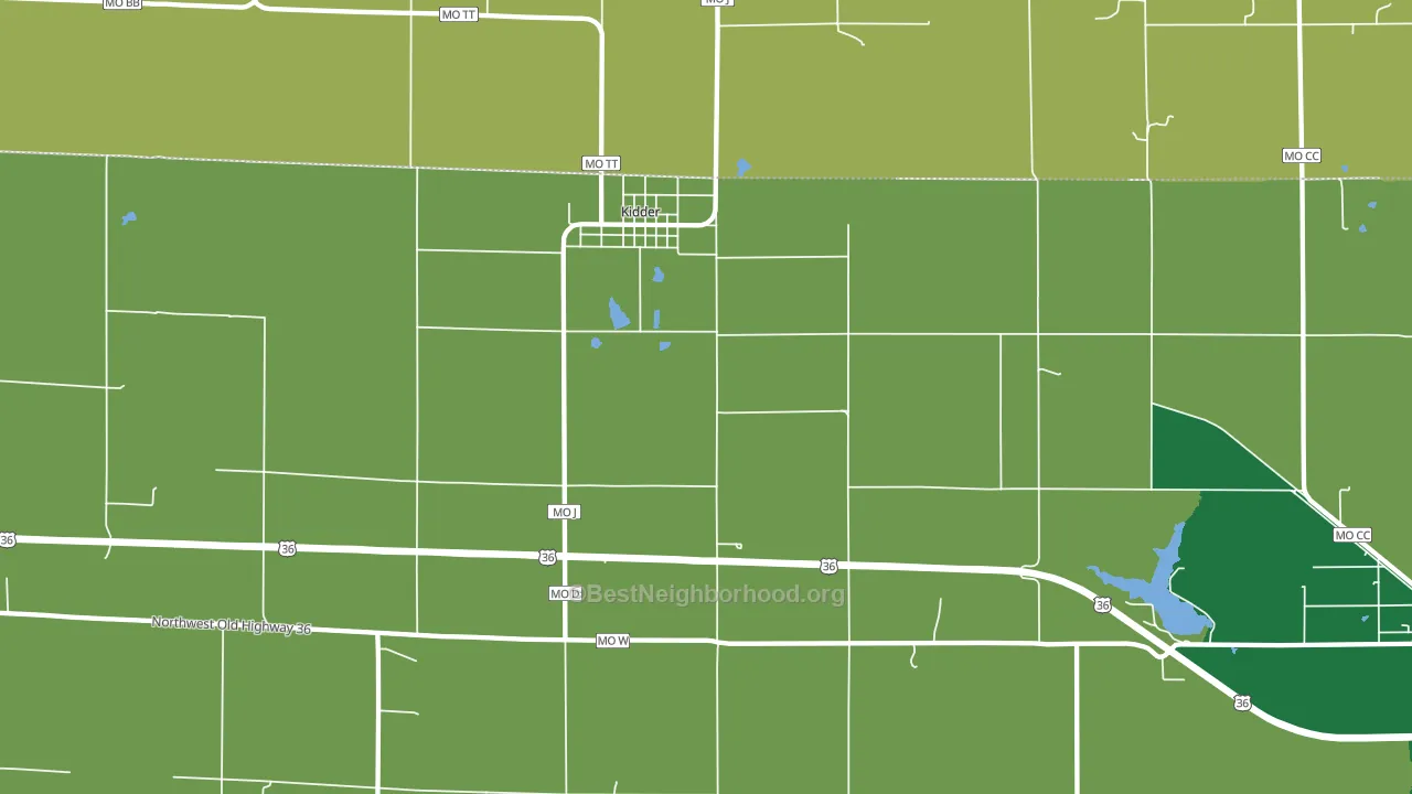 Kidder, MO block-group voter-turnout map
