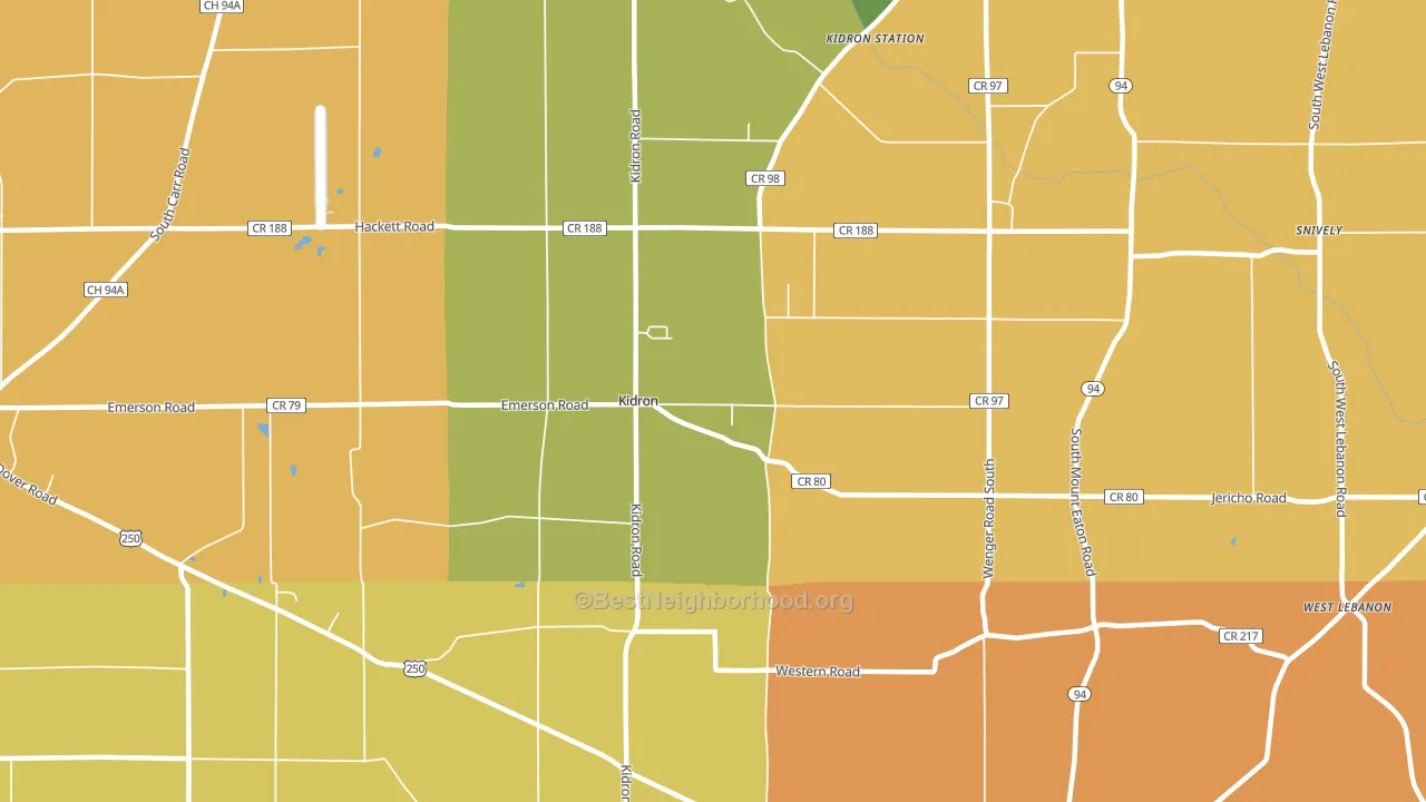 Kidron, OH block-group voter-turnout map