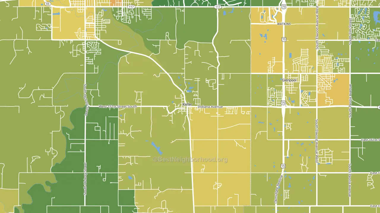 Kiefer, OK block-group voter-turnout map