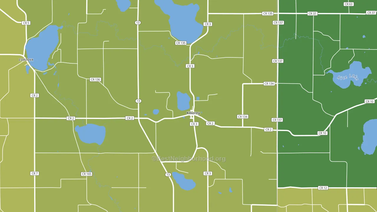 Kilkenny, MN block-group voter-turnout map