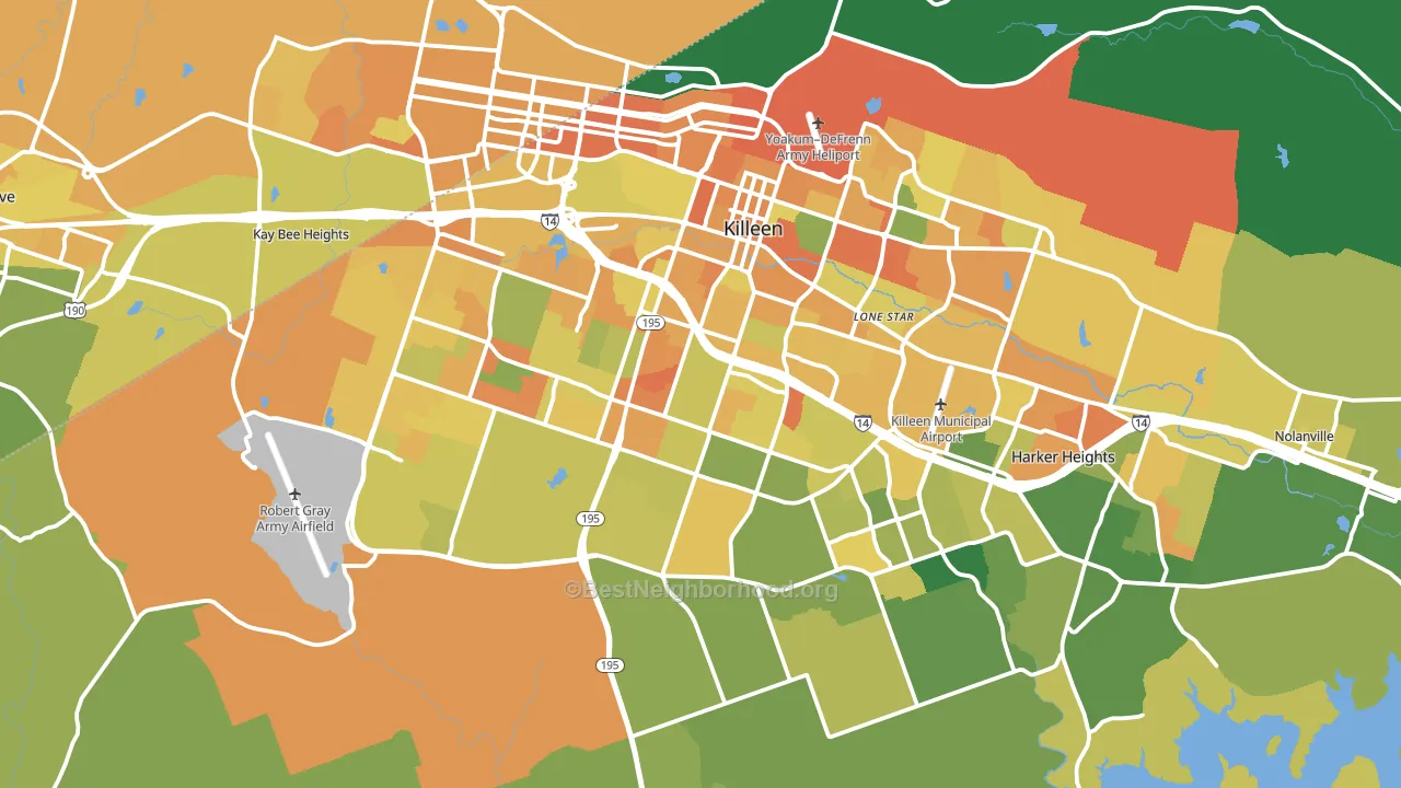 Killeen, TX block-group voter-turnout map