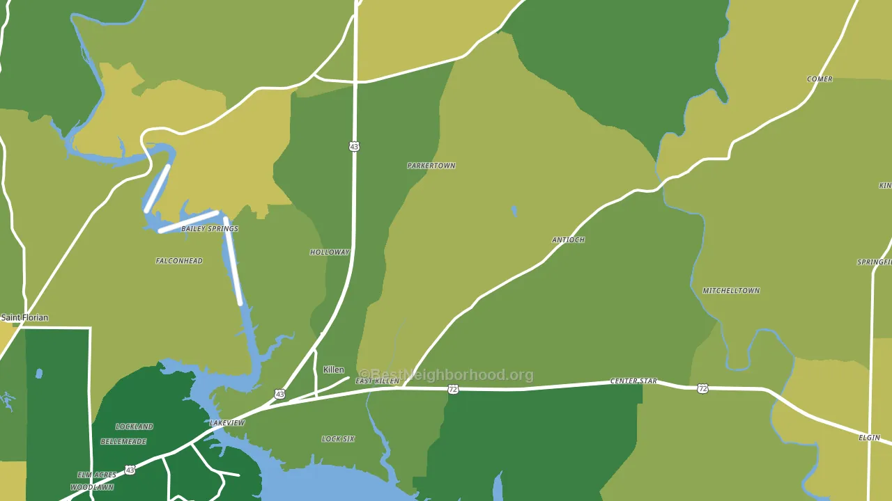 Killen, AL block-group voter-turnout map