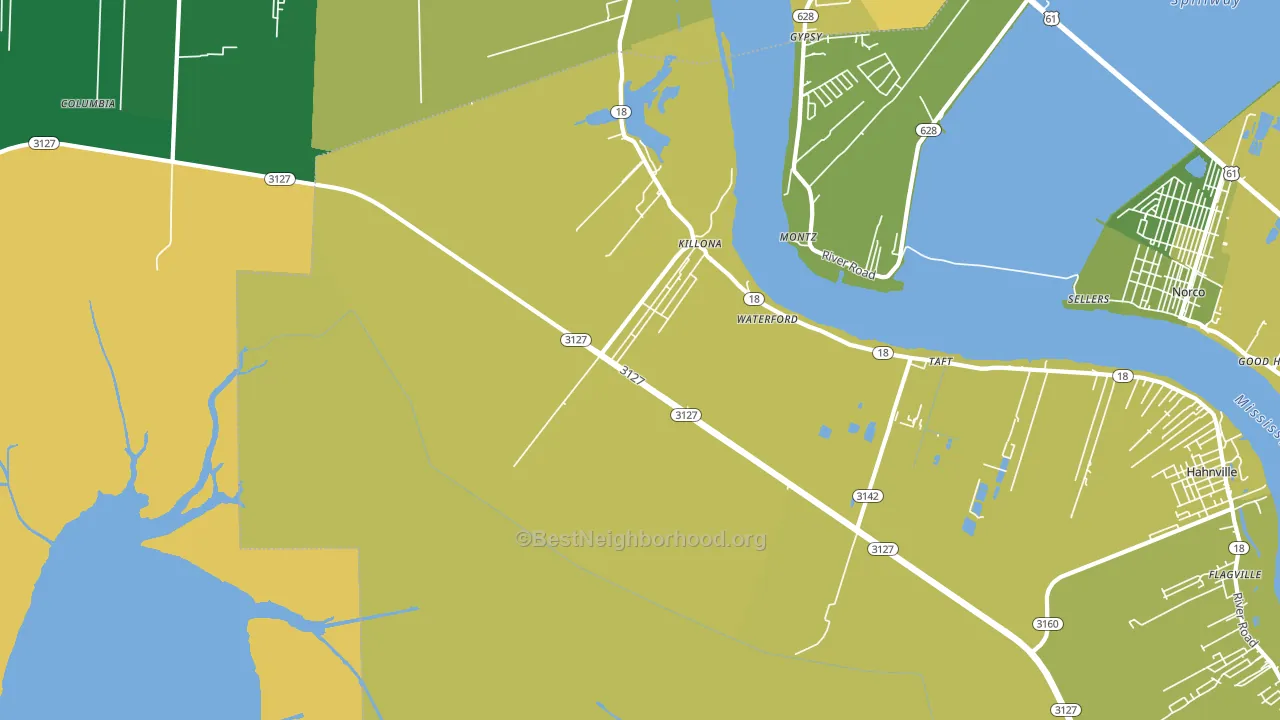 Killona, LA block-group voter-turnout map
