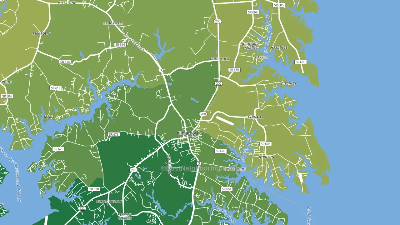 Kilmarnock, VA block-group voter-turnout map