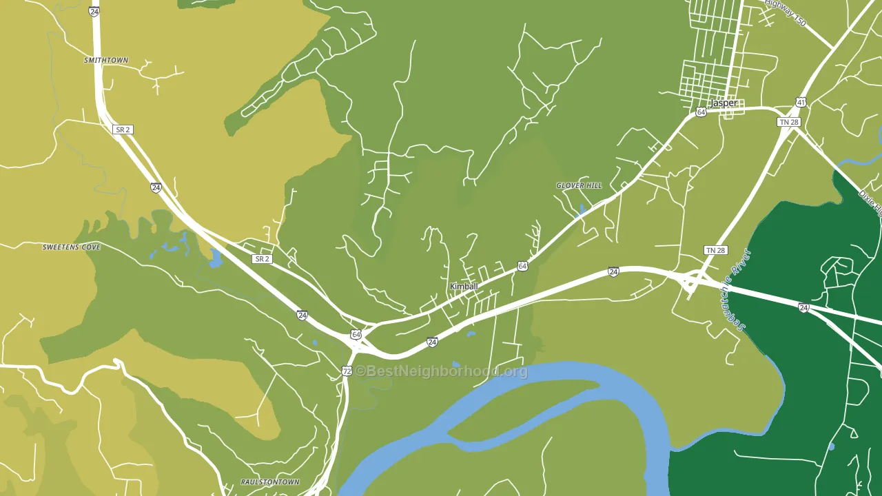 Kimball, TN block-group voter-turnout map