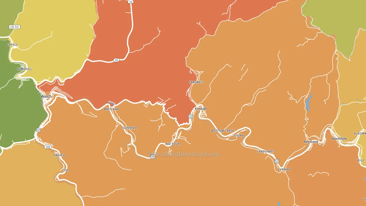 Kimball, WV block-group voter-turnout map