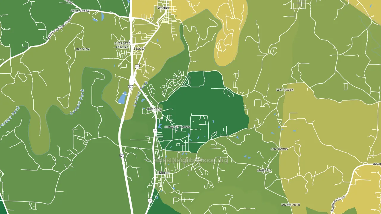 Kimberly, AL block-group voter-turnout map