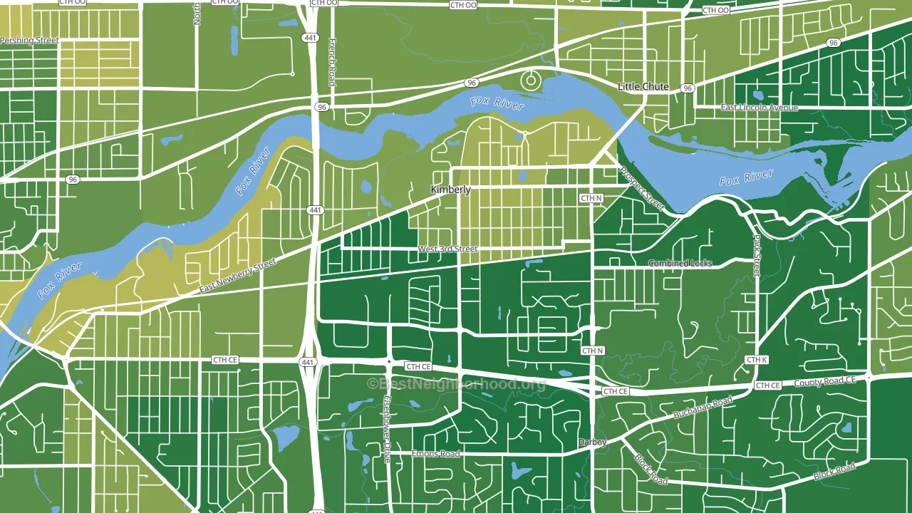 Kimberly, WI block-group voter-turnout map
